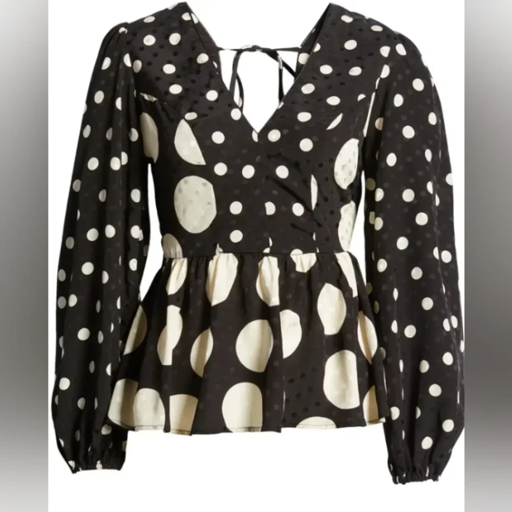 Topshop Jacquard Peplum Blouse Size 4 - Picture 6 of 17